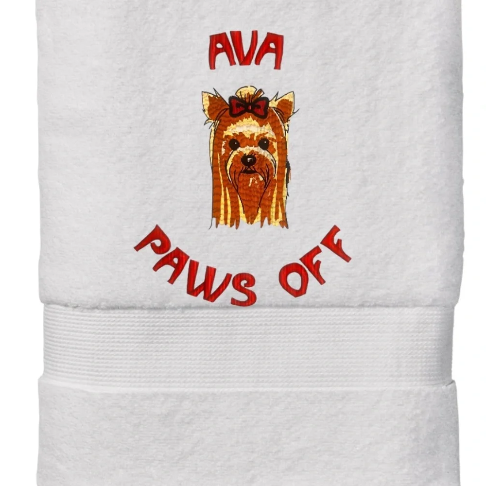 Bath Personalized Embroidered Dog bath Towels with your dog's name. Paws off